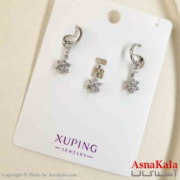 نیم ست زنانه ژوپینگ مدل برف شامل گوشواره و گردنبند کد NIM14815W