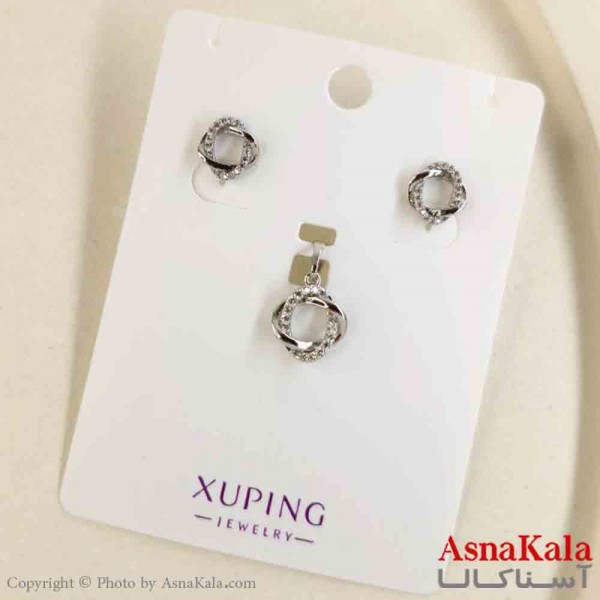 نیم ست زنانه ژوپینگ مدل گرد پیچی شامل گوشواره و گردنبند کد NIM14832W