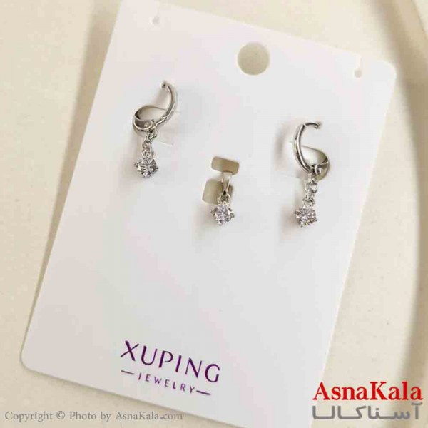 نیم ست زنانه ژوپینگ مدل نگینی شامل گوشواره و گردنبند کد NIM14836W