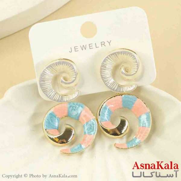 گوشواره استیل مینیمال دخترانه مدل پیچی آبنباتی  کد GSH151544W