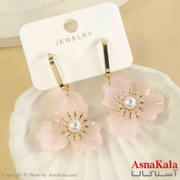 گوشواره استیل مینیمال دخترانه مدل آویزی گل کد GSH151549W