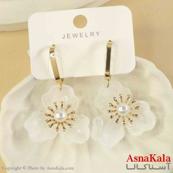 گوشواره استیل مینیمال دخترانه مدل آویزی گل کد GSH151550W