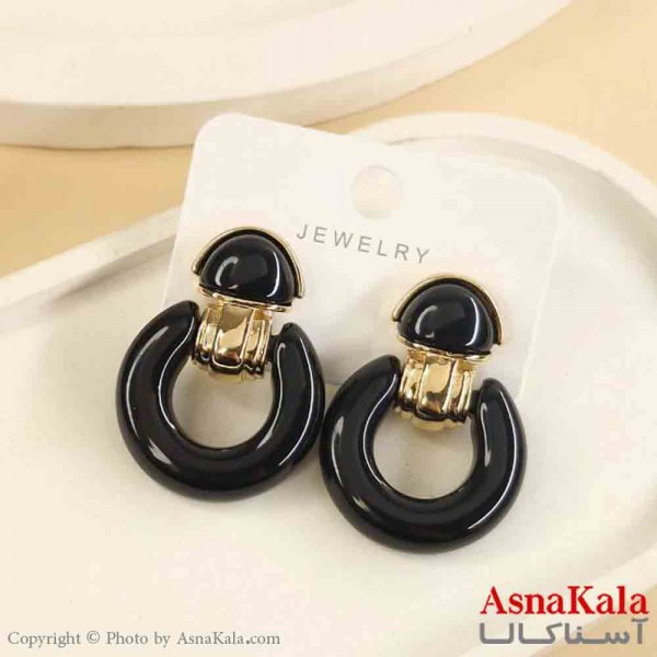 گوشواره استیل مینیمال دخترانه مدل گرد مشکی کد GSH151560W