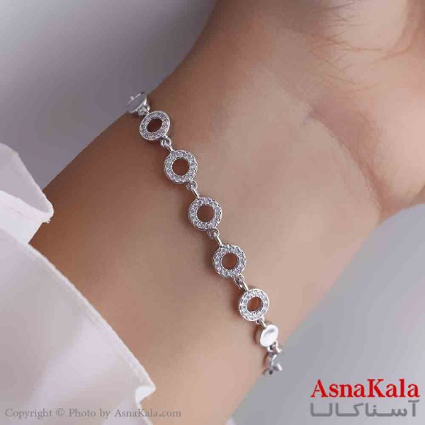 دستبند دخترانه پینترستی استیل مدل گرد نگینی کد DSB181115W