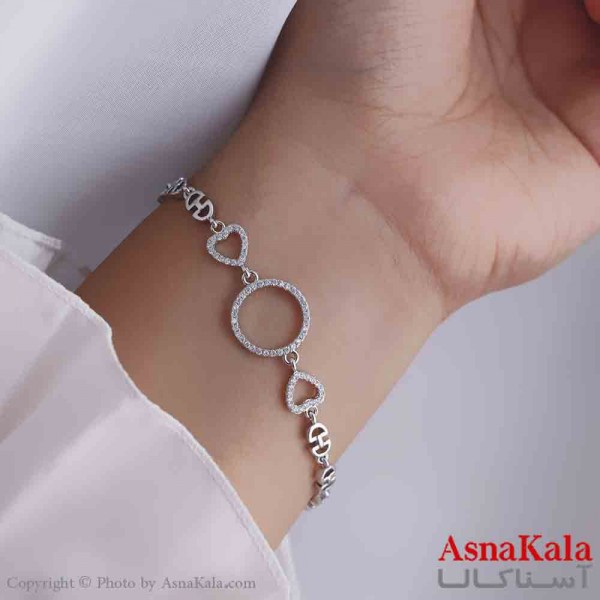دستبند دخترانه پینترستی استیل مدل گرد نقره ای کد DSB181117W