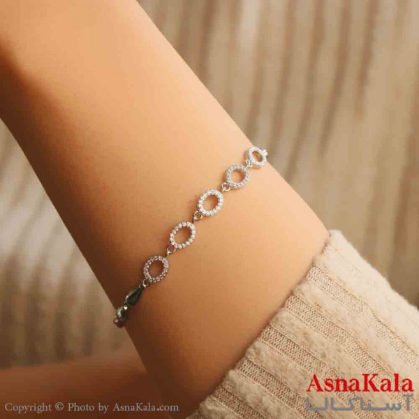 دستبند دخترانه پینترستی استیل مدل گرد نگینی کد DSB181118W