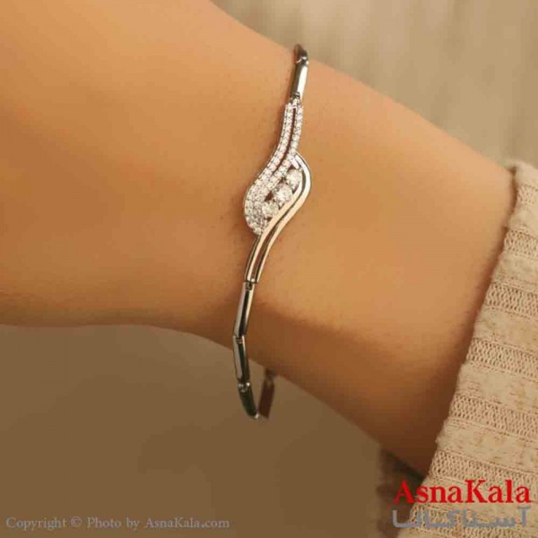دستبند دخترانه پینترستی استیل مدل هلالی  کد DSB181133W