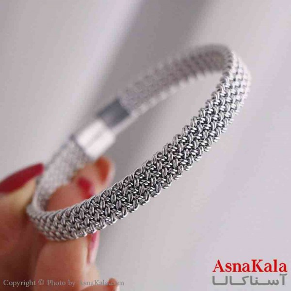 بنگل اسپرت استیل 316 مدل حصاری نقره ای کد DSB181139W