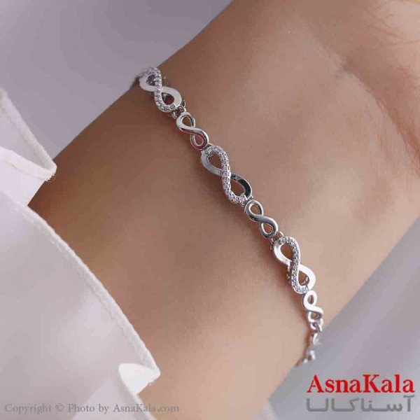 دستبند دخترانه پینترستی استیل مدل بینهایت نگینی  کد DSB181148W