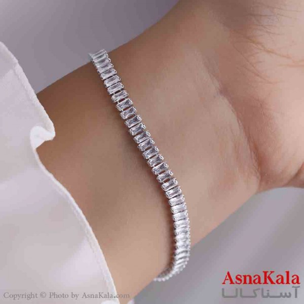 دستبند دخترانه پینترستی استیل مدل تنیسی نگینی کد DSB181152W