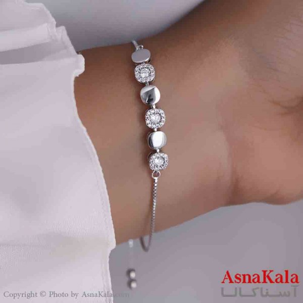 دستبند دخترانه پینترستی استیل مدل نقره ای  کد DSB181161W