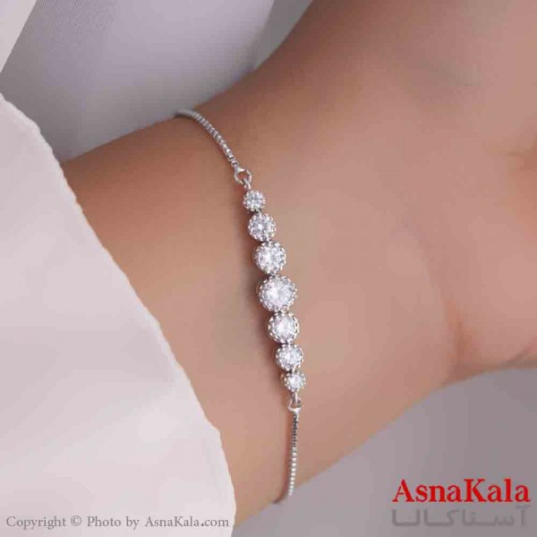 دستبند دخترانه پینترستی استیل مدل گرد  نگینی  کد DSB181162W