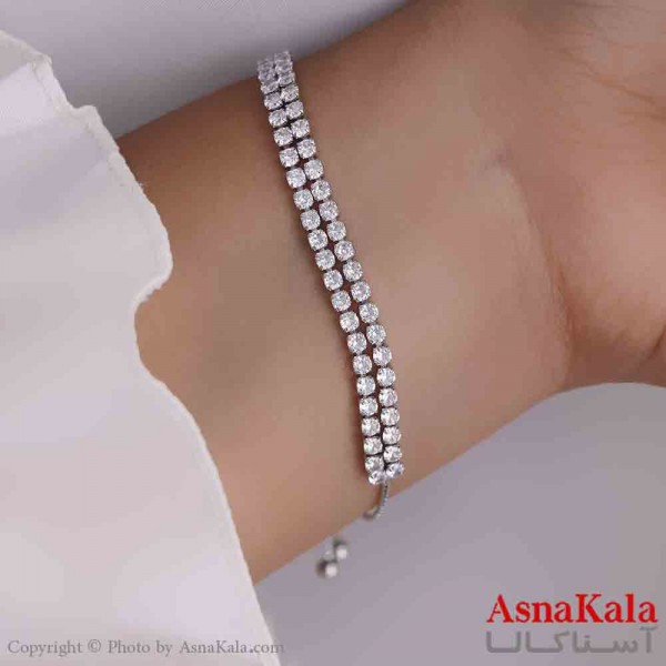 دستبند دخترانه پینترستی استیل مدل دولاین نگینی  کد DSB181164W