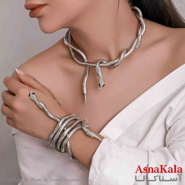 نیم ست زنانه  ورشو شامل گردنبند و دستبند استیل مدل مار کد NIM14871W