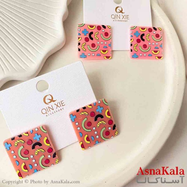 گوشواره تابستانی استیل مینیمال دخترانه مدل مربع کد GSH151566W