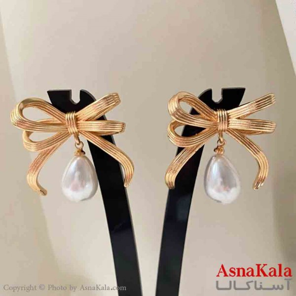 گوشواره  استیل مینیمال زنانه مدل پاپییون  مرواردید اشکی کد GSH151575W