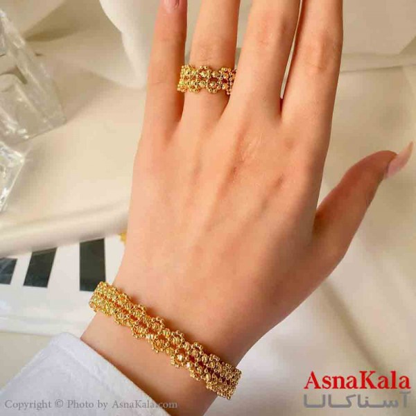 نیم ست زنانه پینترستی  شامل دستبند و انگشتر استیل مدل آلبرنادو کد NIM14880W