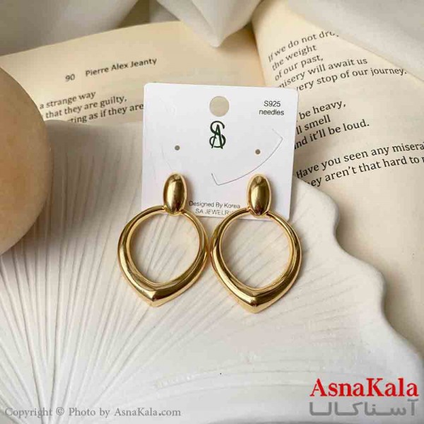 گوشواره  استیل مینیمال زنانه مدل قطره آینه ای میخ نقره با آبکاری درجه یک کد GSH151607W