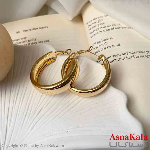 گوشواره  استیل مینیمال زنانه مدل حلقه ای میخ نقره با آبکاری درجه یک کد GSH151613W