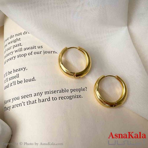 گوشواره استیل مینیمال زنانه مدل حلقه درحلقه میخ نقره با آبکاری درجه یک کد GSH151615W