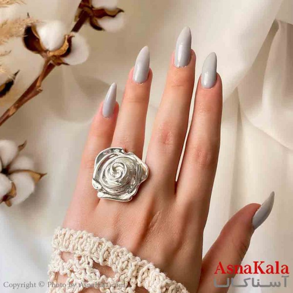 انگشتر زنانه استیل مینیمال مدل گل رز کد ANG19824W