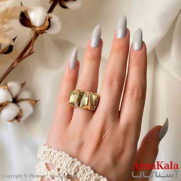 انگشتر زنانه استیل مینیمال مدل هفت و هشت مدرن نگیندار کد ANG19829W