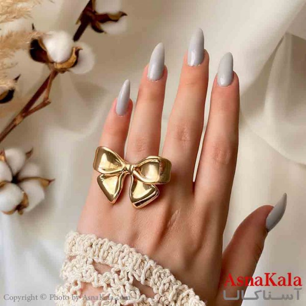 انگشتر زنانه استیل مینیمال مدل پاپییون طلایی کد ANG19832W