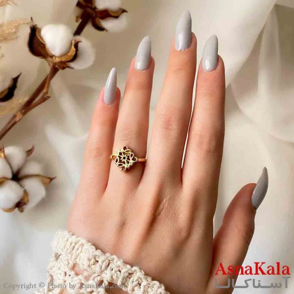 انگشتر زنانه استیل مینیمال مدل مربع مدرن طلایی کد ANG19842W
