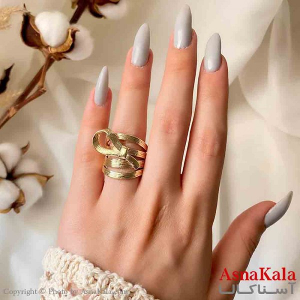 انگشتر زنانه استیل مینیمال مدل پاپیون و حلقه طلایی کد ANG19849W