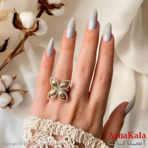 انگشتر زنانه استیل مینیمال مدل گل 4 پر کد ANG19850W