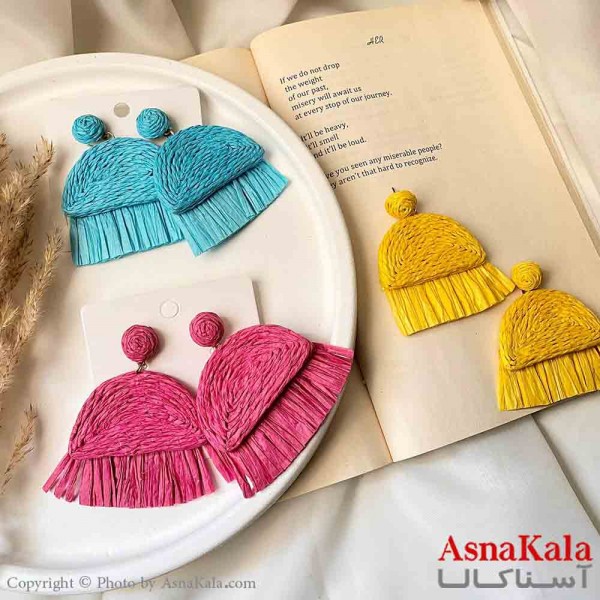 گوشواره تابستانه فشن استیل مینیمال زنانه مدل بیضی ریشه دار کد GSH151632W