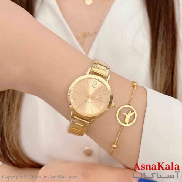 ساعت زنانه  مدل جنوا قفل کلیپسی  موتور کوارتز صفحه گرد  بند فلزی کد WTCH11316W
