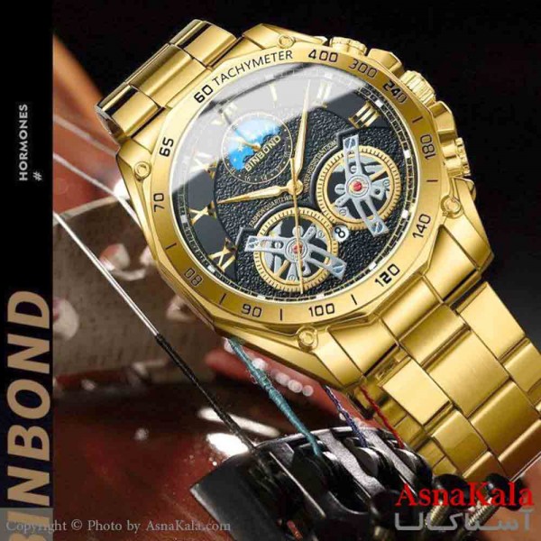 ساعت مردانه بین باند2025 مقاوم دربرابر آب  مدلB4833 شب نما قفل کلیپسی موتور کوارتز کد WTCH11347W