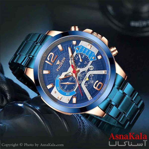 ساعت مردانه FNGEEN مقاوم دربرابر آب  طرح کرنوگراف شب نما رنگ ثابت موتور کوارتز  کد WTCH11353W