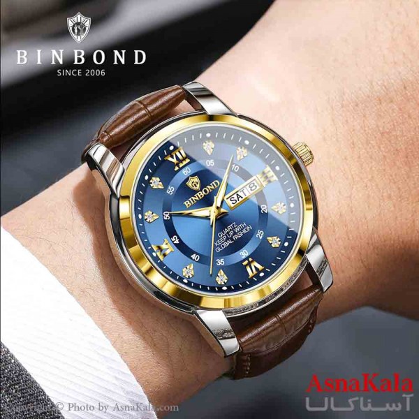 ساعت مردانه بین باند2025 مقاوم دربرابر آب بندچرمی صفحه الماسی  کد WTCH11357W