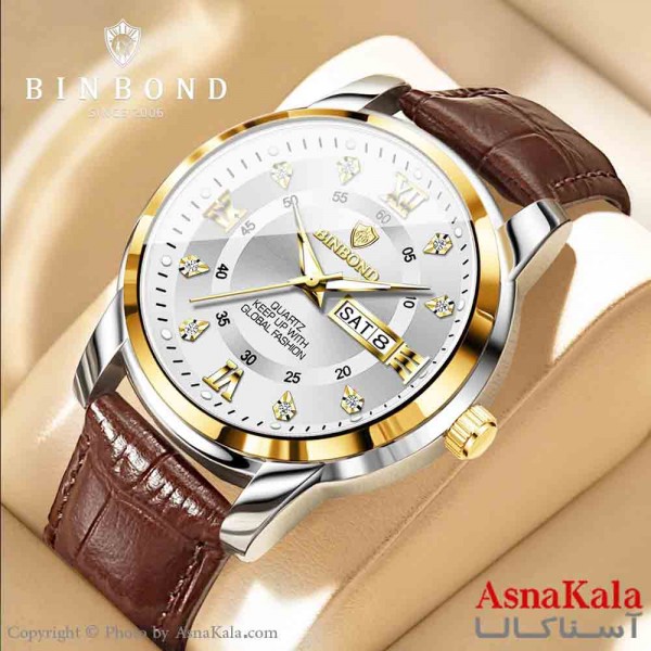 ساعت مردانه بین باند2025 مقاوم دربرابر آب  رفرانس ۷۰۴۵  بندچرمی کد WTCH11359W