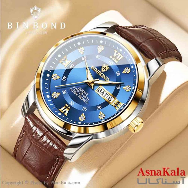 ساعت مردانه بین باند2025 مقاوم دربرابر آب  رفرانس ۷۰۴۵  بندچرمی کد WTCH11362W