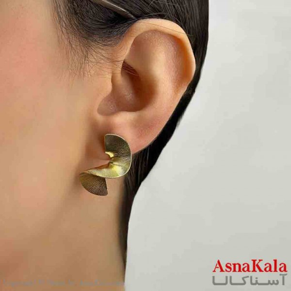 گوشواره فشن دخترانه مینیمال موجدار طلایی کد GSH151644W