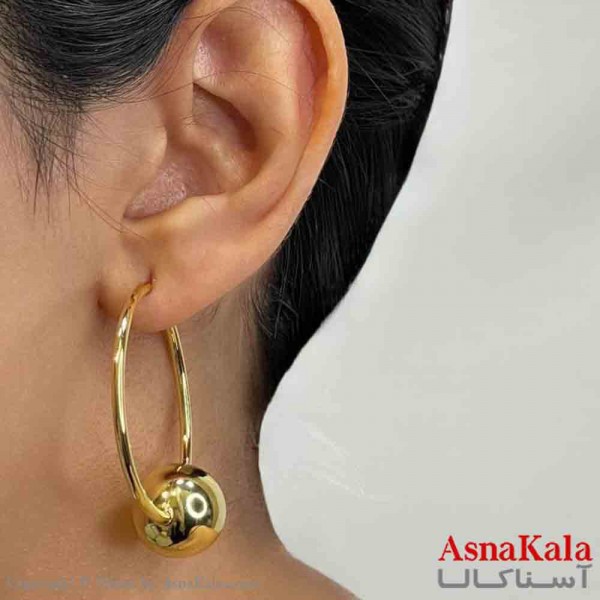 گوشواره دخترانه فشن حلقه ای وگوی طلایی کد GSH151648W