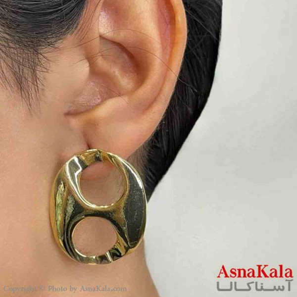 گوشواره دخترانه فشن بیضی فشن رنگ طلایی کد GSH151652W