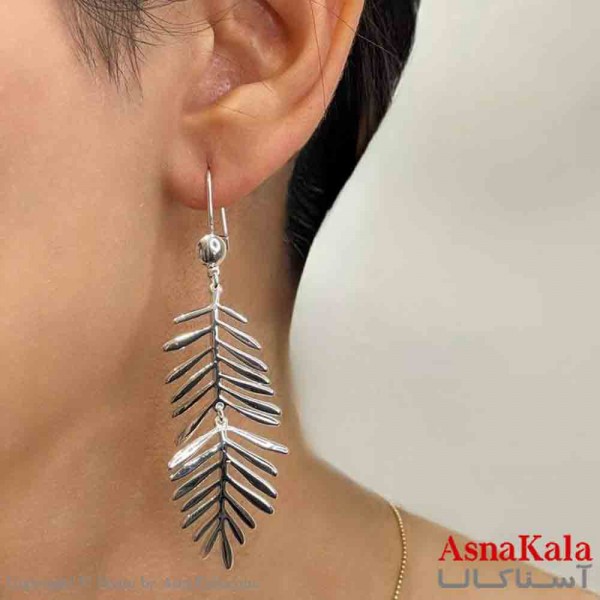 گوشواره دخترانه فشن برگ فشن رنگ نقره ای کد GSH151657W