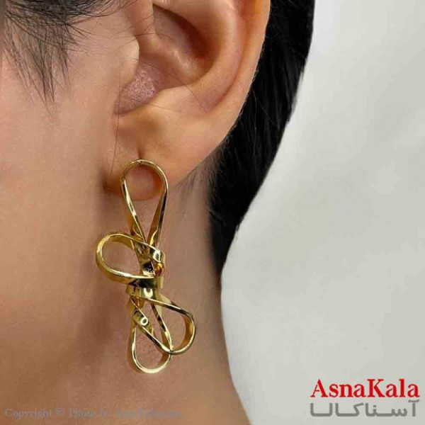 گوشواره دفرمه دخترانه چندپیچ فشن رنگ طلایی کد GSH151659W