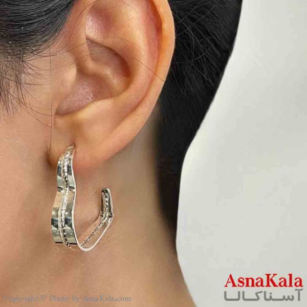 گوشواره دخترانه مینیمال قلب فشن رنگ نقره ای کد GSH151661W