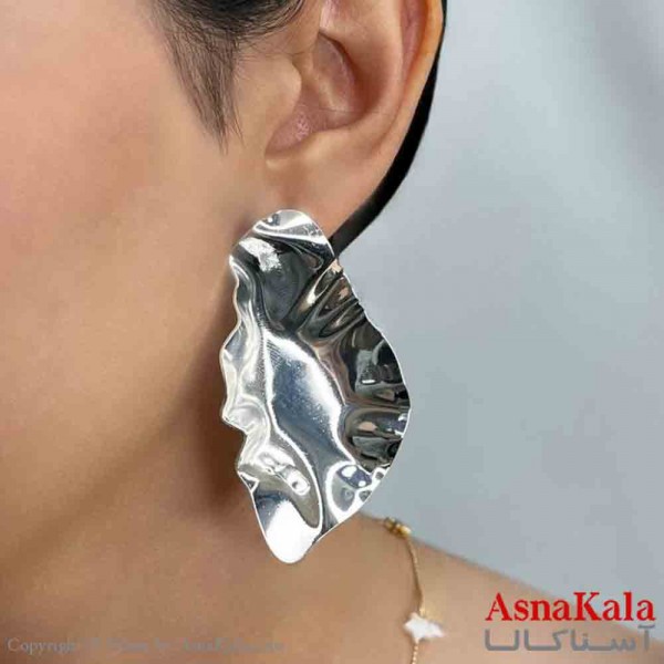 گوشواره دخترانه مینیمال صدفی فشن رنگ طلایی کد GSH151684W