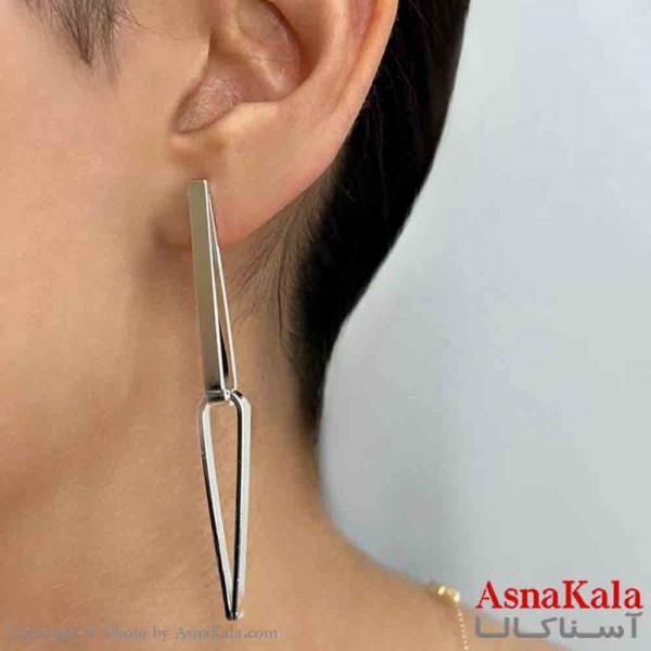 گوشواره دخترانه مینیمال آویز اشکی فشن رنگ نقره ای کد GSH151686W