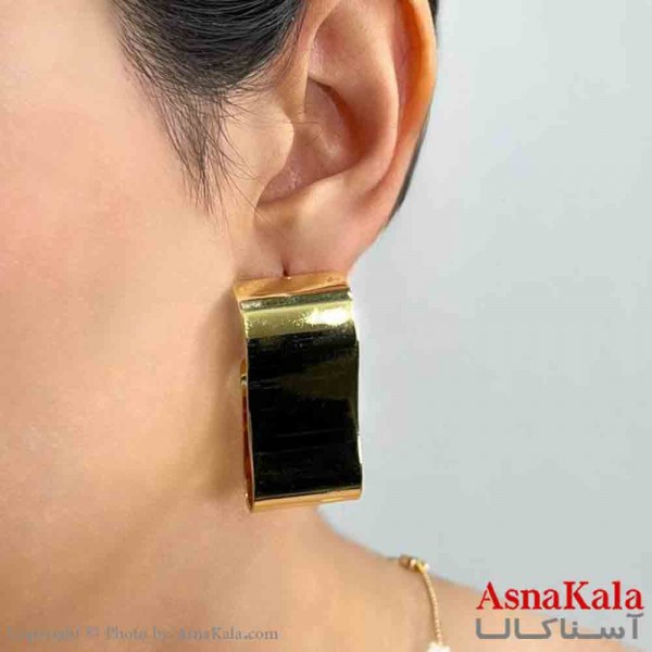 گوشواره دخترانه مینیمال مستطیل  آینه ای  فشن رنگ نقره ای کد GSH151690W