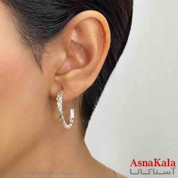 گوشواره دخترانه مینیمال حلقه ای ترند رنگ نقره ای کد GSH151695W