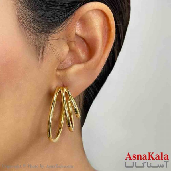 گوشواره دخترانه مینیمال چندحلقه فشن رنگ طلایی کد GSH151701W