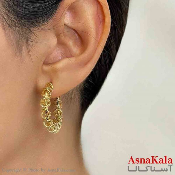 گوشواره دخترانه مینیمال فنری حلقه ای فشن رنگ طلایی کد GSH151706W