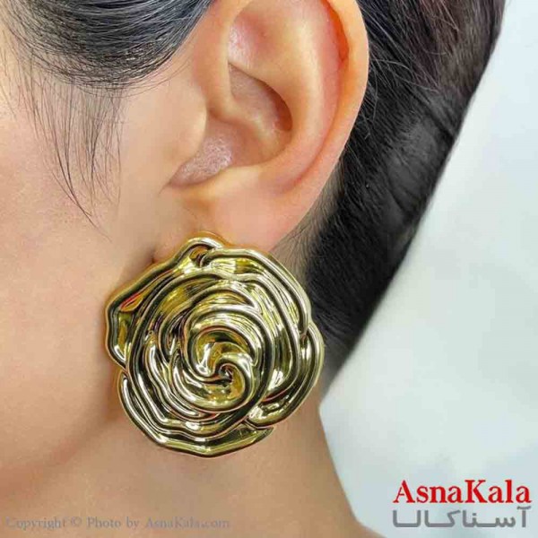 گوشواره دخترانه مینیمال گل  فشن رنگ طلای کد GSH151720W